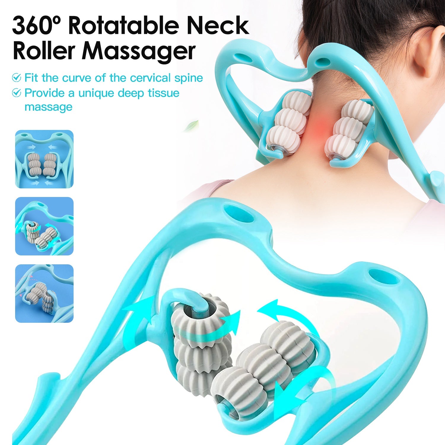 Neck Roller Massager 360 Rotatable Trigger Point Roller Portable Massager
